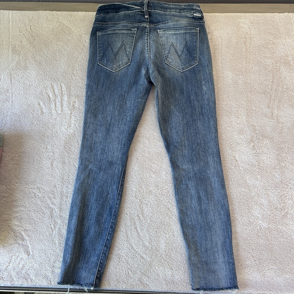 Mother‎ Sz 25 The Looker Ankle Fray Jeans Blue Skinny Slim Stretch Double Time - Picture 13 of 13